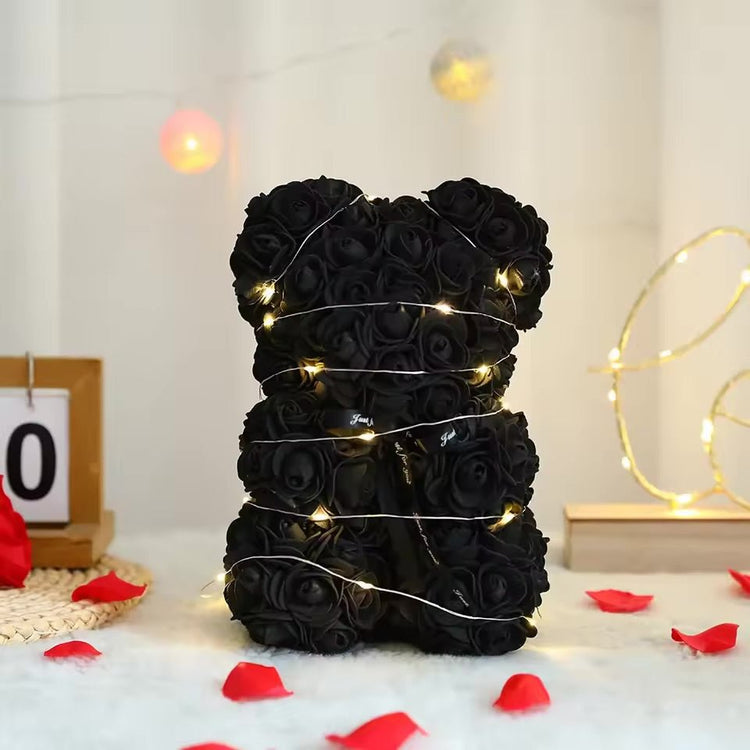 Artificial Teddy Bear with Rose Flower in a Box - WarmLove
