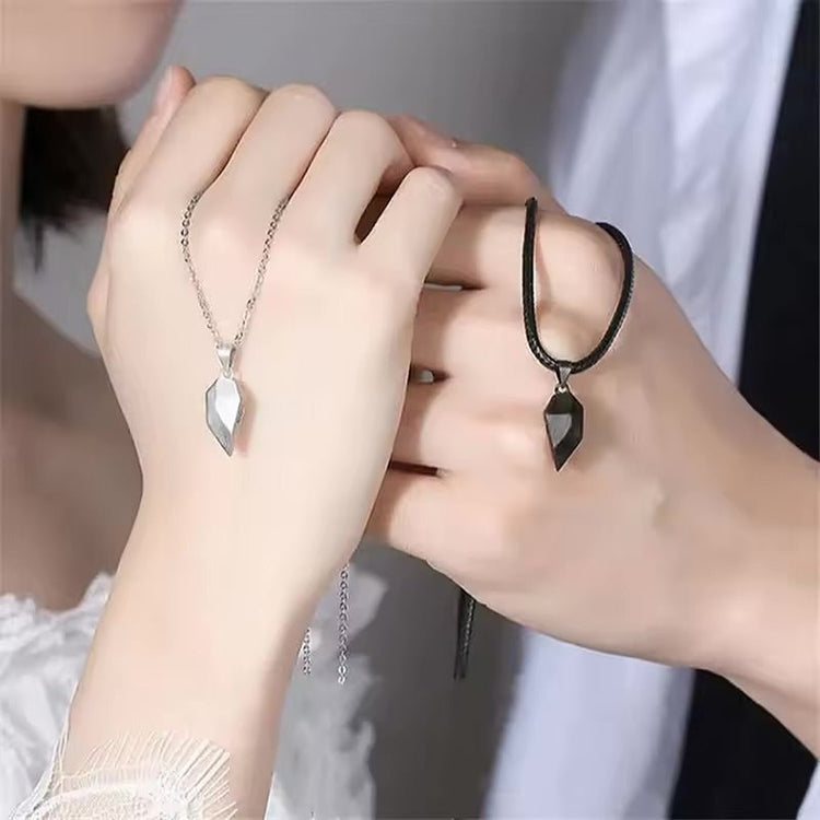 Couple Necklace with Magnetic Heart & ECG Pendant - WarmLove