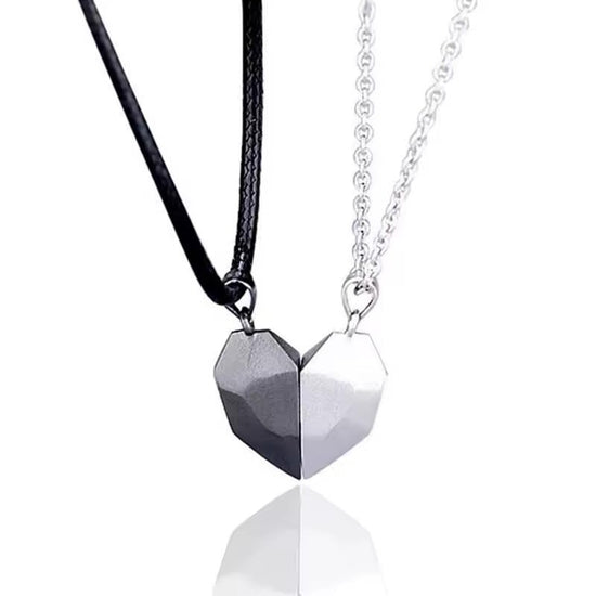 Couple Necklace with Magnetic Heart & ECG Pendant - WarmLove
