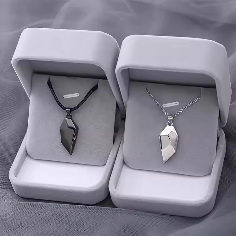 Couple Necklace with Magnetic Heart & ECG Pendant - WarmLove