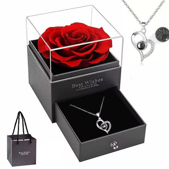 Heart Rose Necklace with Gift Box - WarmLove